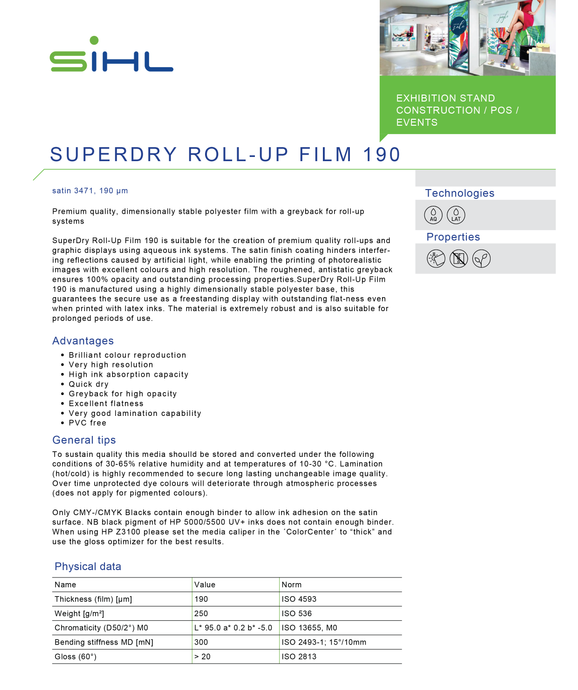 SIHL -  3471 SUPERDRY - Satin Roll Up Film