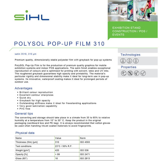 SIHL - 3516 POLYSOL - Pop Up Film 310