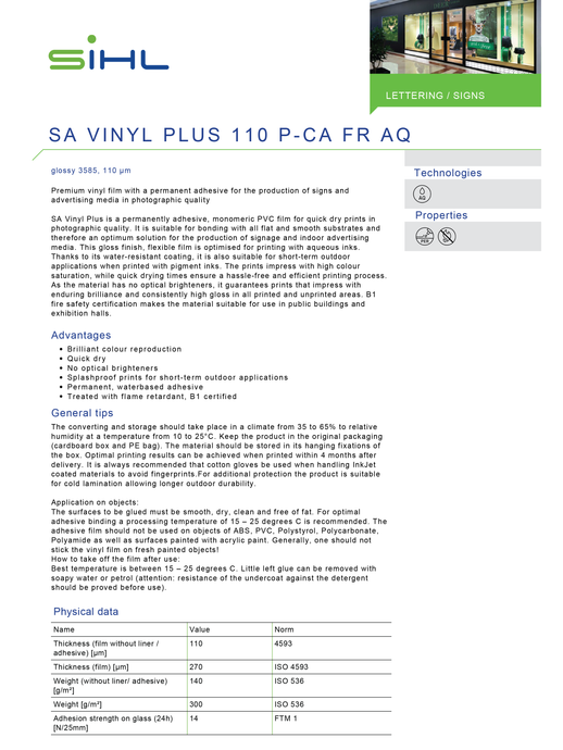 SIHL - 3585 S/A VINYL PLUS