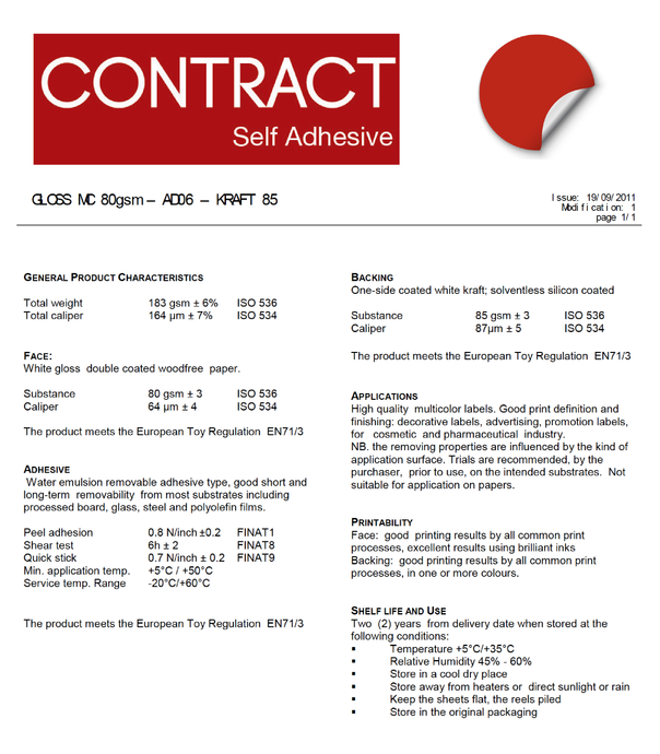 Contract -GLOSS MC 80gsm – AD06 – KRAFT 85